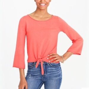 J. Crew Coral Tie-Front Top